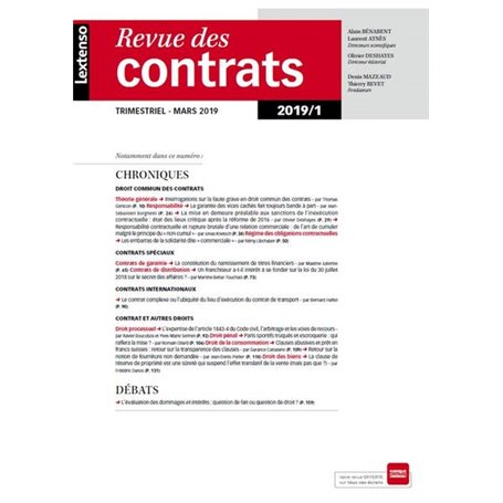 REVUE DES CONTRATS N 1-2019