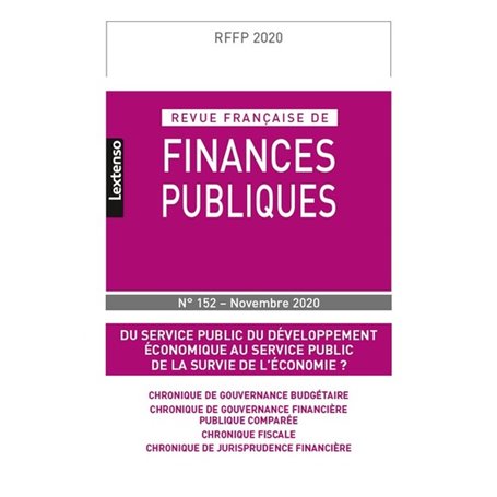 REVUE FRANCAISE DE FINANCES PUBLIQUES N 152-NOVEMBRE 2020