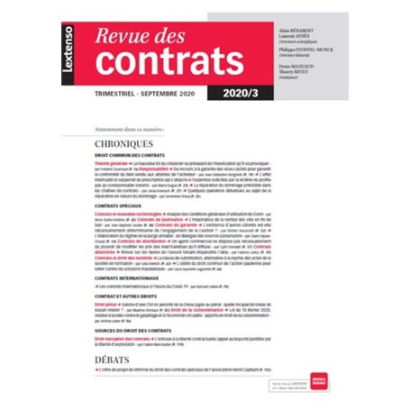 Revue des contrats n°3-2020