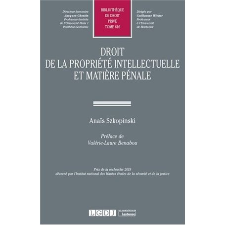 Droit de la propriété intellectuelle et matière pénale