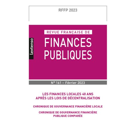 Revue française de finances publiques n°161/2023