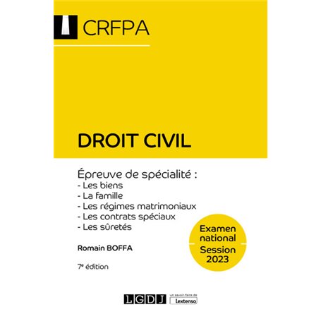 Droit civil - CRFPA - Examen national Session 2023