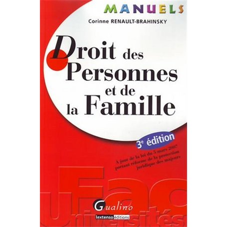 Manuel - droit des personnes et de la famille - 3ème édition