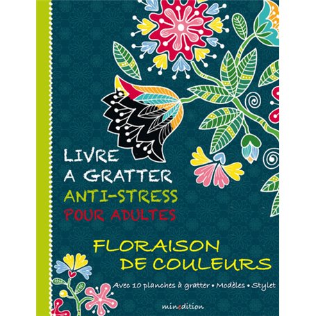 Livre à gratter anti-stress pour adultes - Eclosion de fleurs