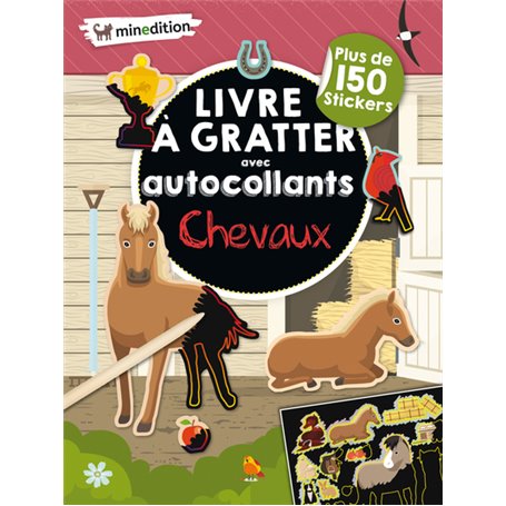 Livre à gratter avec autocollants - Chevaux