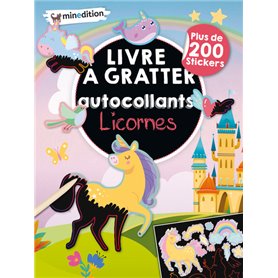 Livre à gratter avec autocollants - Licornes