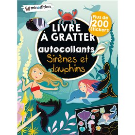 Livre à gratter avec autocollants  - Sirènes et dauphins