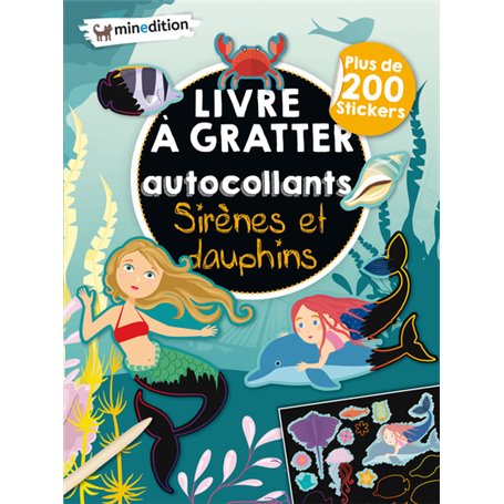 Livre à gratter avec autocollants  - Sirènes et dauphins