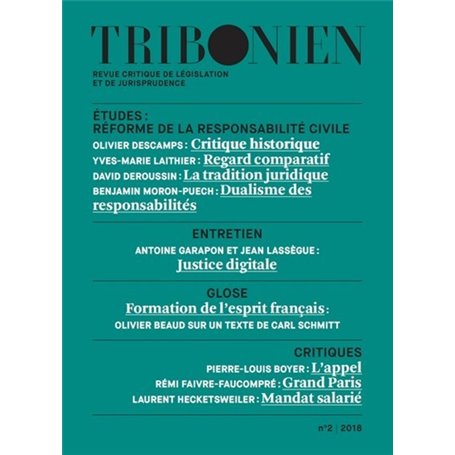 Tribonien Revue critique de législation et de jurisprudence - 2-2018