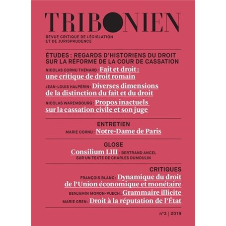 Tribonien Revue critique de législation et de jurisprudence. 3-2019