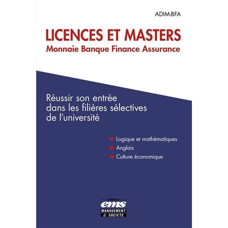 Licences et Masters Monnaie Banque Finance Assurance