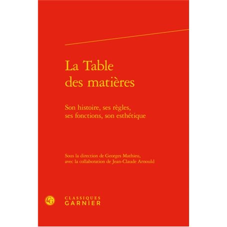 La Table des matières