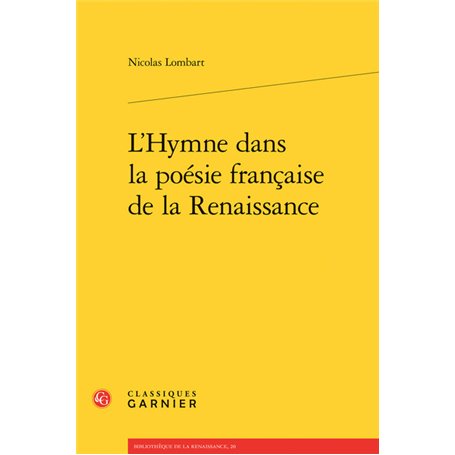 L'Hymne dans la poésie française de la Renaissance