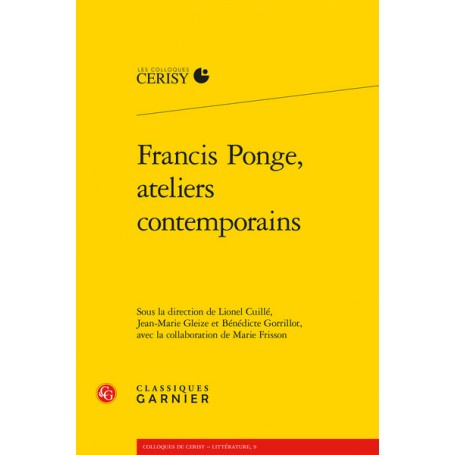 Francis Ponge, ateliers contemporains