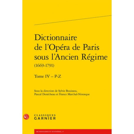 Dictionnaire de l'Opéra de Paris sous l'Ancien Régime