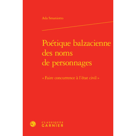 Poétique balzacienne des noms de personnages