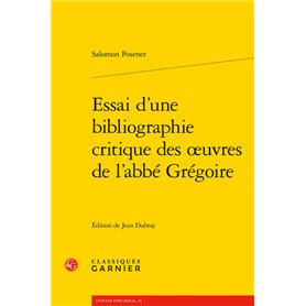 Essai d'une bibliographie critique des oeuvres de l'abbé Grégoire