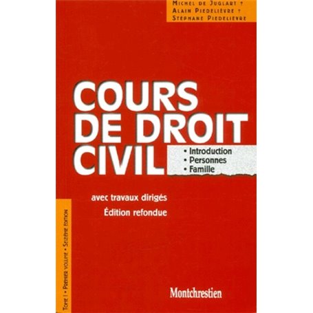 cours de droit civil. introduction. personnes. biens - 16ème édition