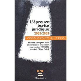 PRÉPARATION AU CRFPA - L'ÉPREUVE ÉCRITE JURIDIQUE