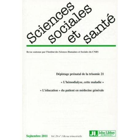 Revue Sciences Sociales et Santé n°3/septembre 2011