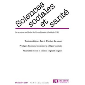 Revue Sciences Sociales et Santé. Vol 35 - N°4 - Décembre 2017