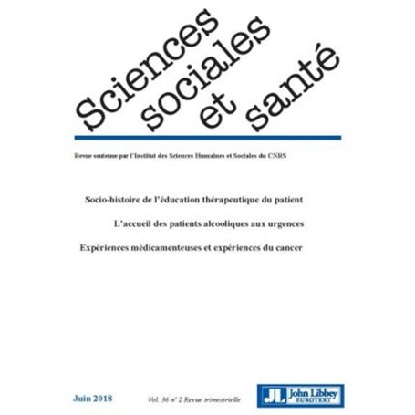 Revue Sciences Sociales et Santé. Vol 36 - N°2 - Juin 2018