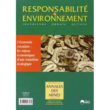 RESPONSABILITE ET ENVIRONNEMENT N 76 OCT 14 L EDITEUR CIRCULAIRE LES ENJEU