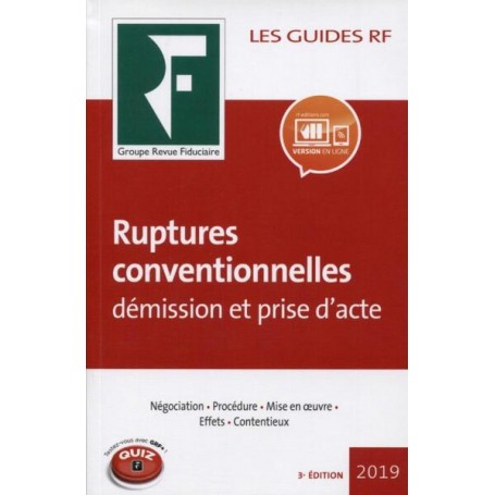 Ruptures conventionnelles démission et prise d'acte 2019