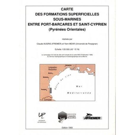 Carte des formations superficielles sous-marines entre Port-Barcarès et Saint-Cyprien (Pyrénées-Orientales)