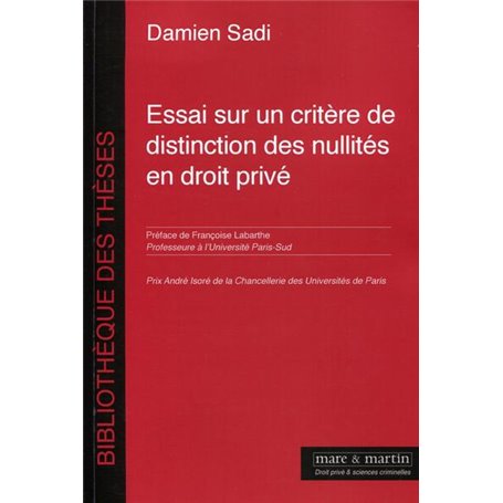 Essai sur un critère de distinction des nullités en droit privé