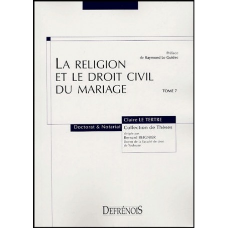 la religion et le droit civil du mariage