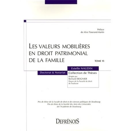LES VALEURS MOBILIÈRES EN DROIT PATRIMONIAL DE LA FAMILLE