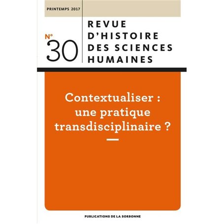 Revue d'histoire des sciences humaines 30