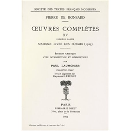 Tome XV - Septiesme livre des Poèmes (1569), Les oeuvres (1571)