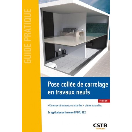 Pose collée de carrelage en travaux neufs