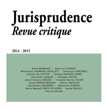 JURISPRUDENCE - REVUE CRITIQUE 2014-2015