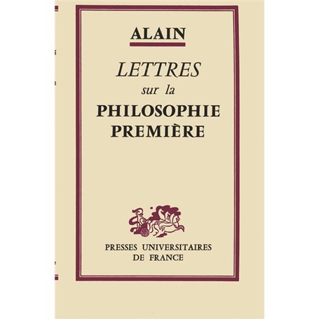 Lettres sur la philosophie première