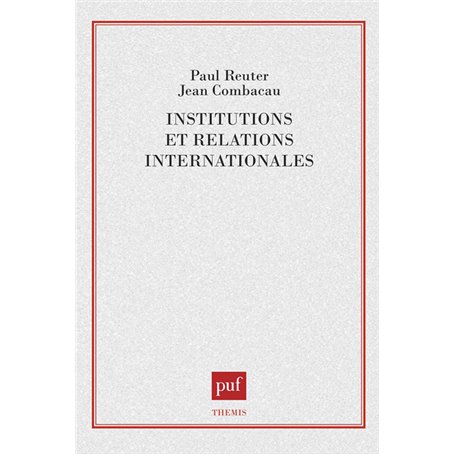 Institutions et relations internat.