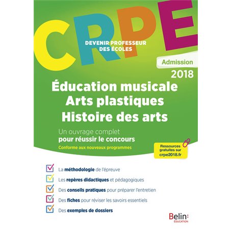 CRPE ADMISSION ÉDUCATION MUSICALE / ARTS PLASTIQUES / HISTOIRE DES ARTS