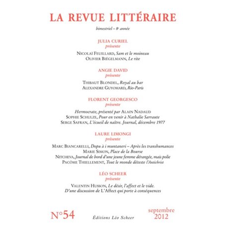 REVUE LITTERAIRE N°54 SEPTEMBRE 2012