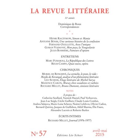 REVUE LITTERAIRE N°57 AVRIL-MAI 2015