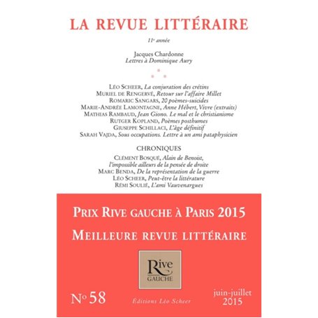 REVUE LITTERAIRE N°58 JUIN-JUILLET 2015