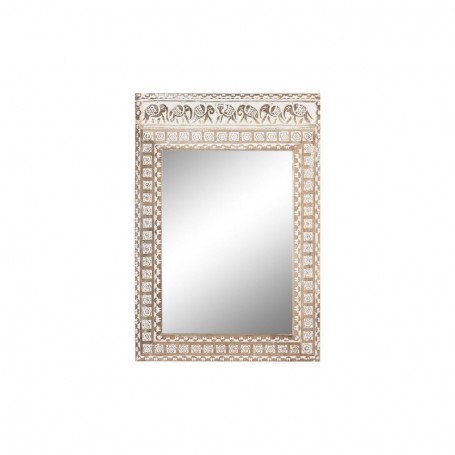 Miroir mural Home ESPRIT Blanc Naturel Bois de manguier Eléphant Indie