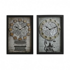 Horloge Murale Home ESPRIT Jaune Blanc Noir Gris Métal Verre Vintage 2