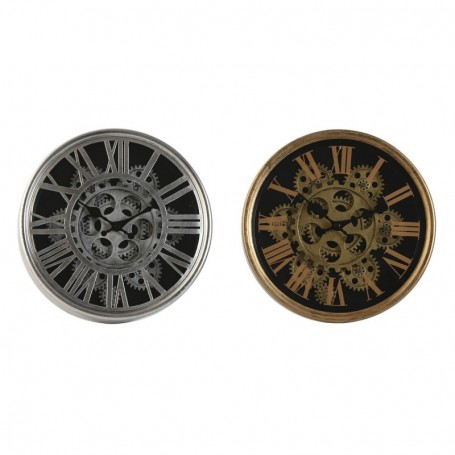 Horloge Murale Home ESPRIT Noir Doré Argenté Métal Verre 25 x 6,3 x 25