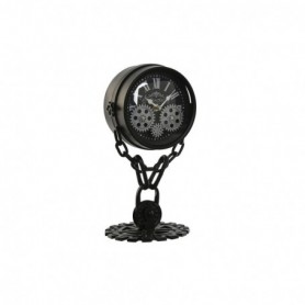 Horloge de table Home ESPRIT Noir Argenté Métal Verre 18 x 17 x 33 cm