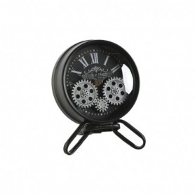 Horloge de table Home ESPRIT Noir Argenté Métal Verre 16,5 x 11 x 21 c