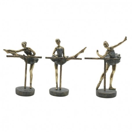 Figurine Décorative Home ESPRIT Gris Doré Danseuse Classique 14 x 8 x 20 cm (3 Unités)