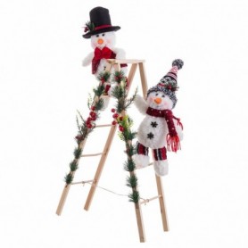 Décorations de Noël Multicouleur Bois Tissu Bonhomme de Neige 30 x 15 x 76 cm