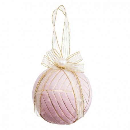 Boules de Noël Rose Polyfoam Tissu 6 x 6 x 6 cm (6 Unités)